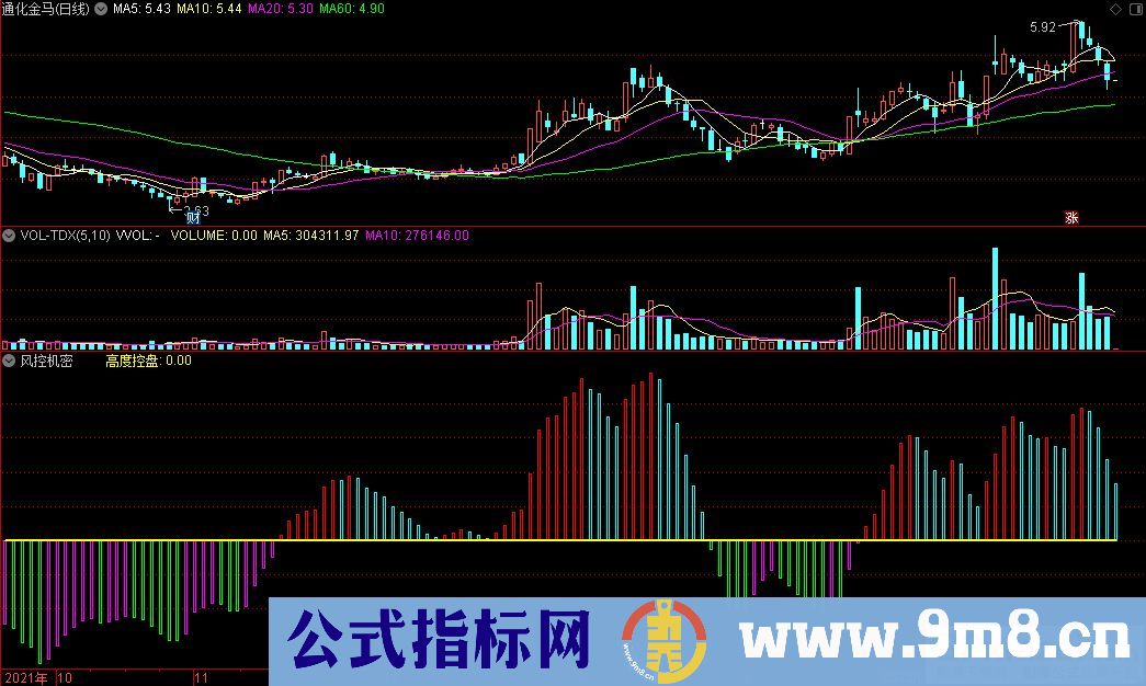 通达信风控机密副图指标 源码 贴图
