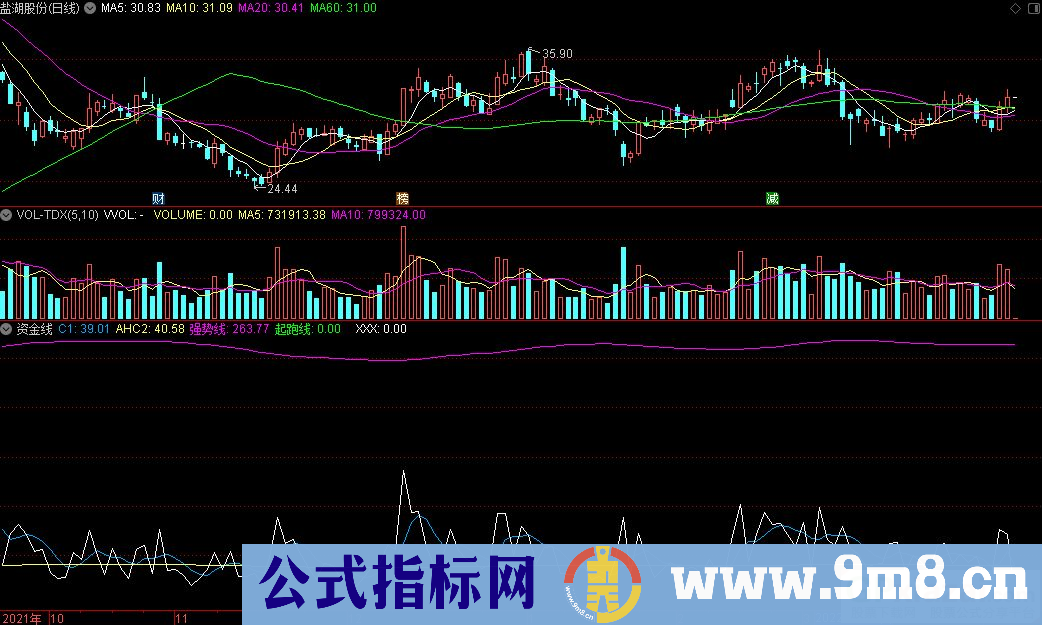 通达信资金线副图指标 监控资金指标 九毛八公式指标网