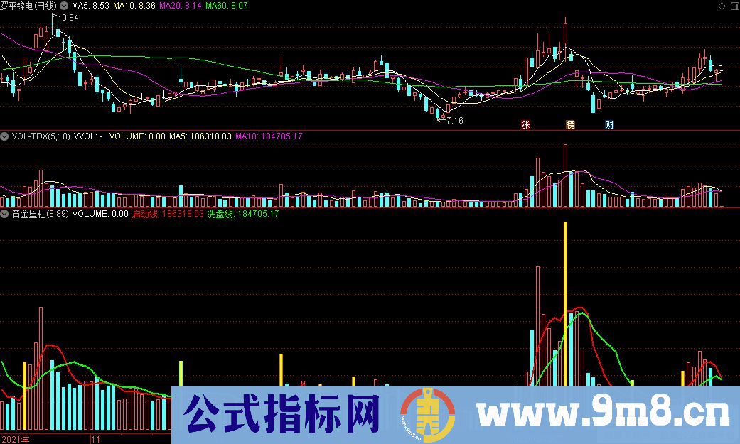 通达信黄金量柱副图指标 源码 贴图