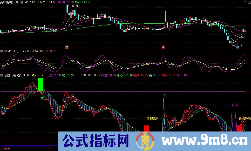 通达信波段低吸副图指标 跟踪股神做盘 源码 贴图