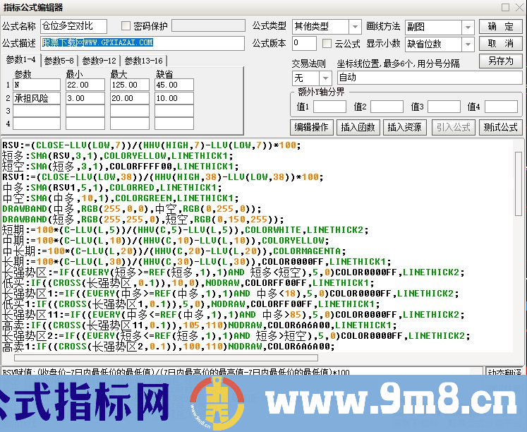 通达信仓位多空对比副图指标 九毛八公式指标网