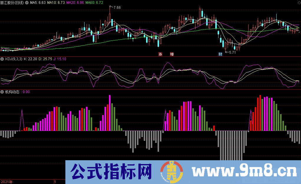 通达信机构动态副图指标 不同柱体表示不同的阶段 源码 贴图