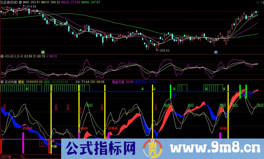 通达信买点共振副图指标 寻找共振点介入点 源码 贴图