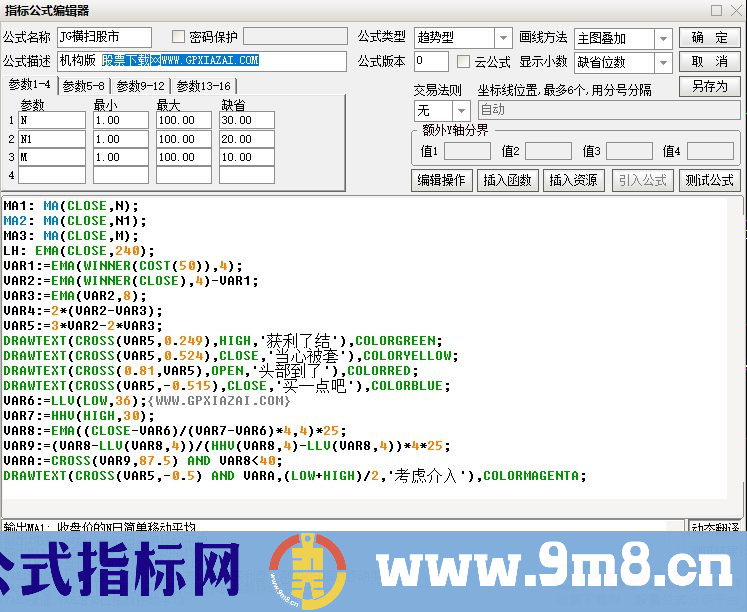 通达信JG横扫股市机构版主图指标 获利了解 当心被套 九毛八公式指标网