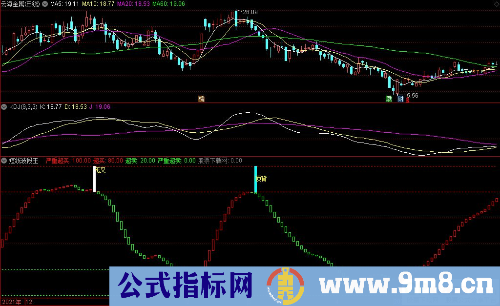 通达信短线波段王副图指标 波段指标精品 源码 贴图