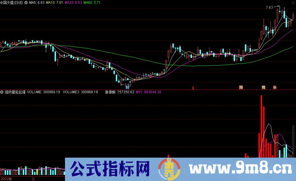 通达信强势量能起爆副图/选股指标 九毛八公式指标网