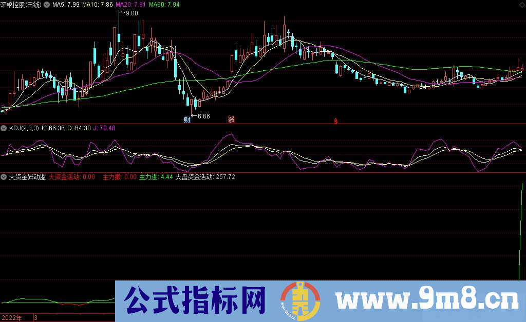 通达信大资金异动监控副图指标 高胜率 九毛八公式指标网