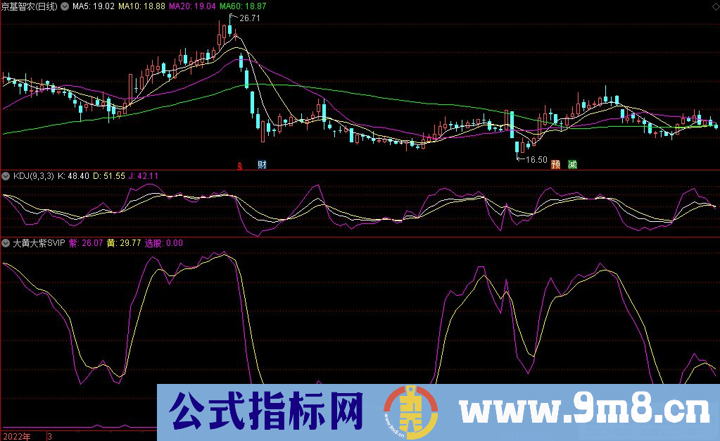 通达信大黄大紫SVIP副图指标 源码 贴图