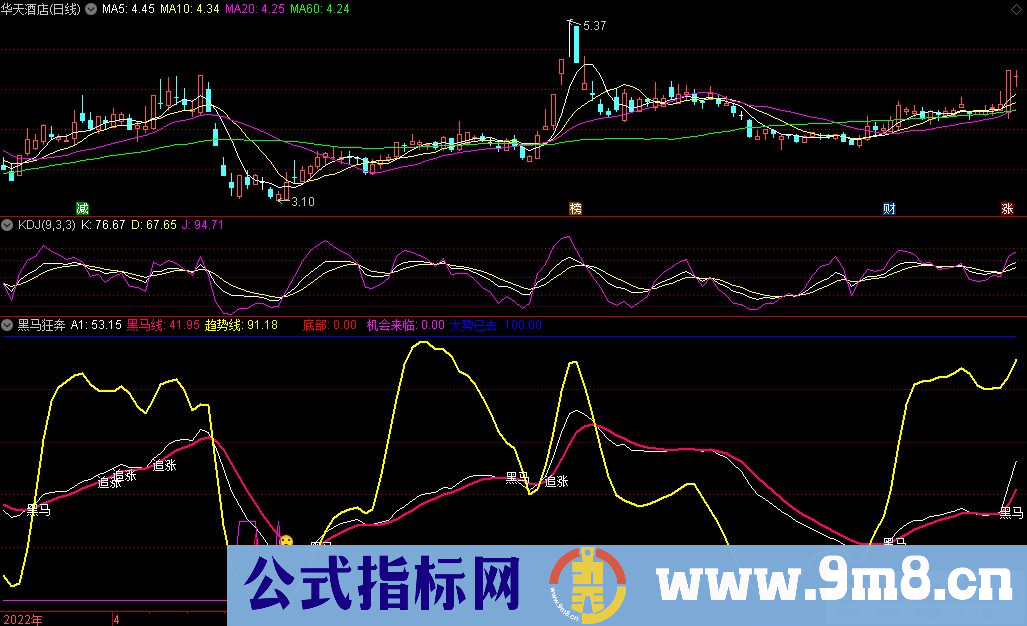 通达信黑马狂奔副图指标 顶底参考指标 注意抄底信号 源码 贴图