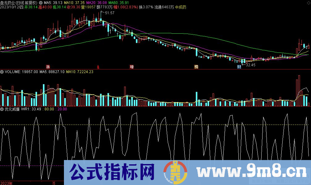通达信优化威廉副图指标 源码 贴图