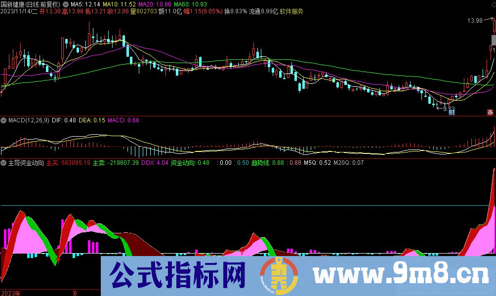 通达信主导资金动向副图指标 源码 贴图