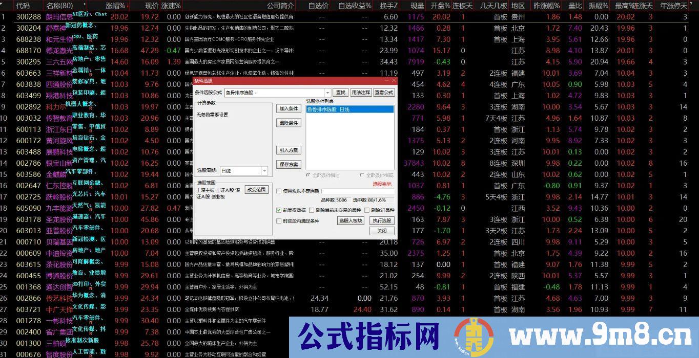 通达信【鱼骨排序】盘中非竞价 全新思路捕捉涨停 排序预警选股 源码 贴图