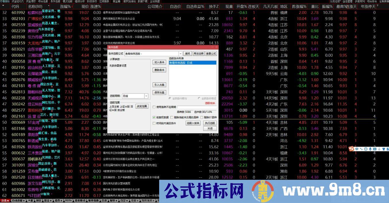 通达信【鱼骨排序】盘中非竞价 全新思路捕捉涨停 排序预警选股 源码 贴图