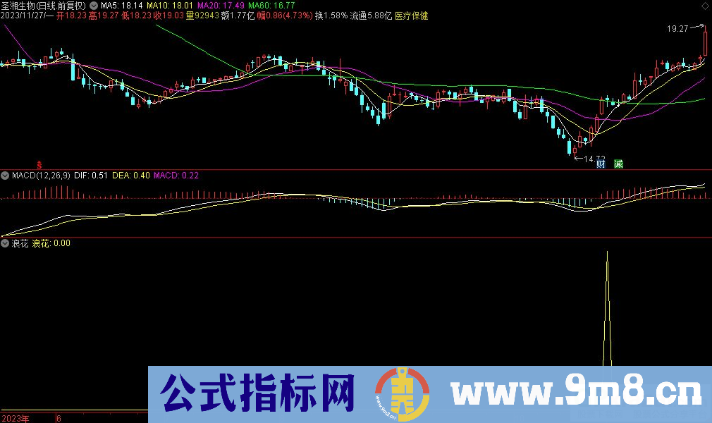 通达信浪花选股指标 源码 贴图