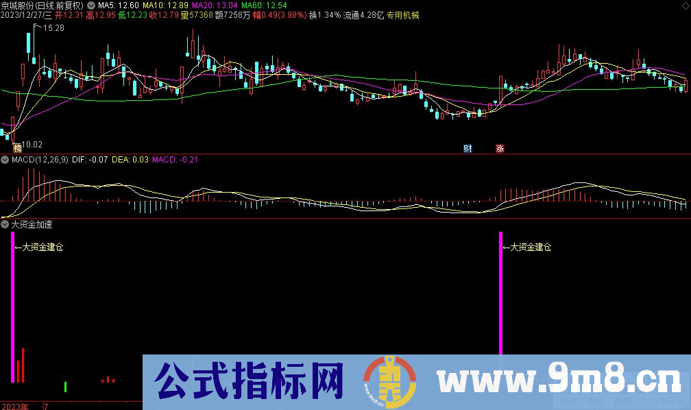 通达信大资金加速副图指标 源码 贴图