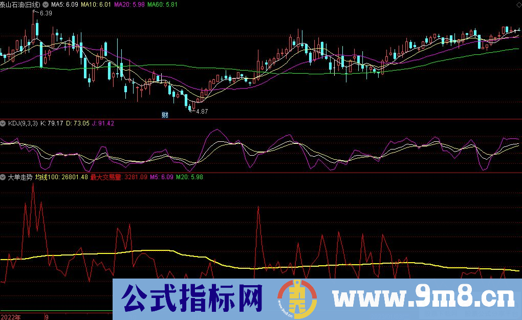 通达信大单走势副图指标 源码 贴图