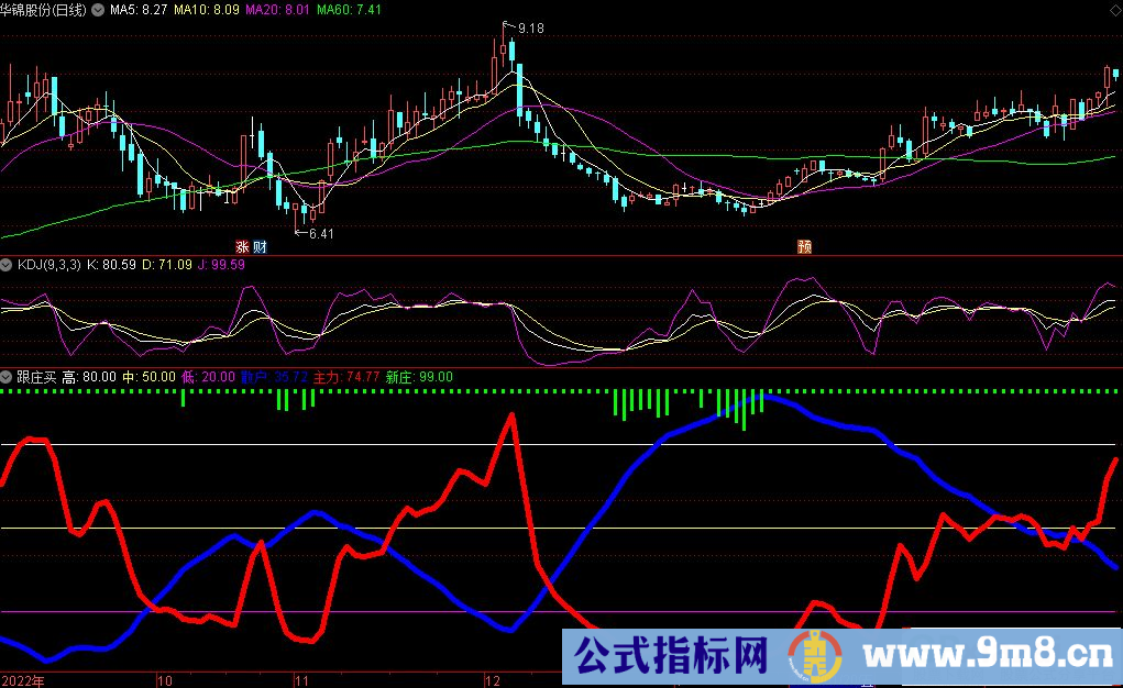 通达信跟庄买副图指标 源码 贴图