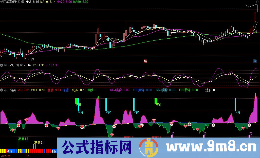 通达信不二背离副图指标 源码 贴图