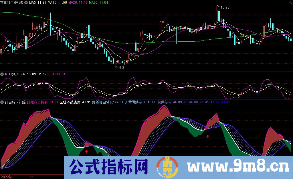 通达信红白持仓红绿副图指标 源码 贴图