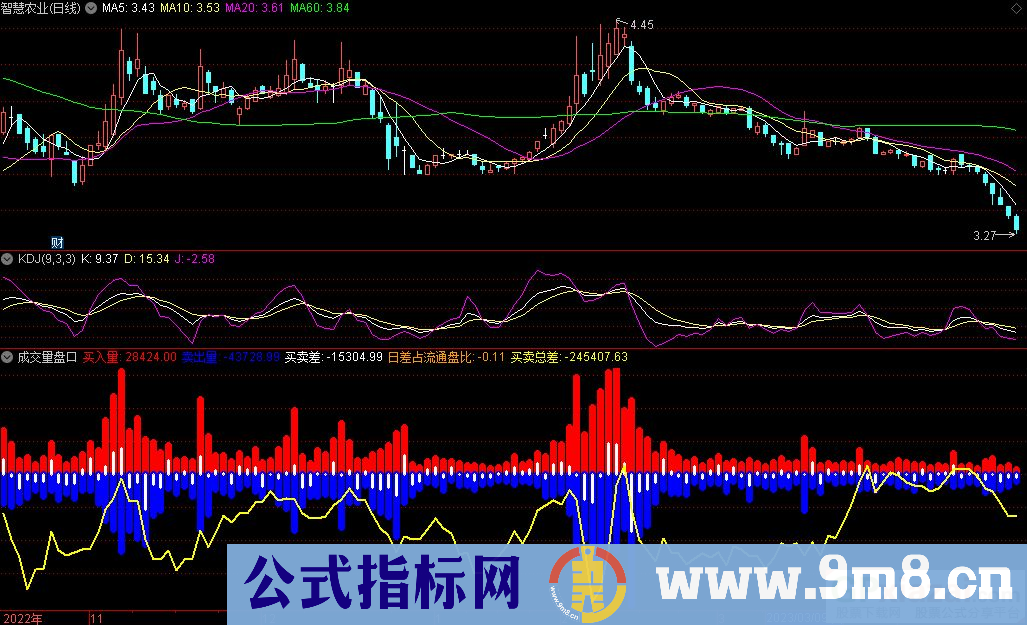 通达信成交量盘口副图指标 源码 贴图