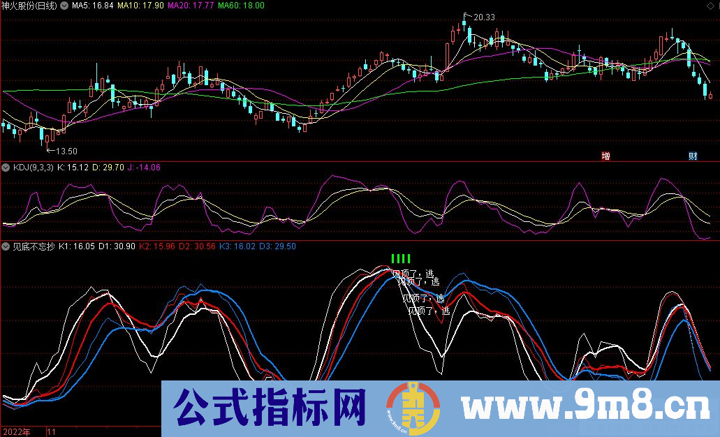 通达信见底不忘抄副图指标 源码 贴图