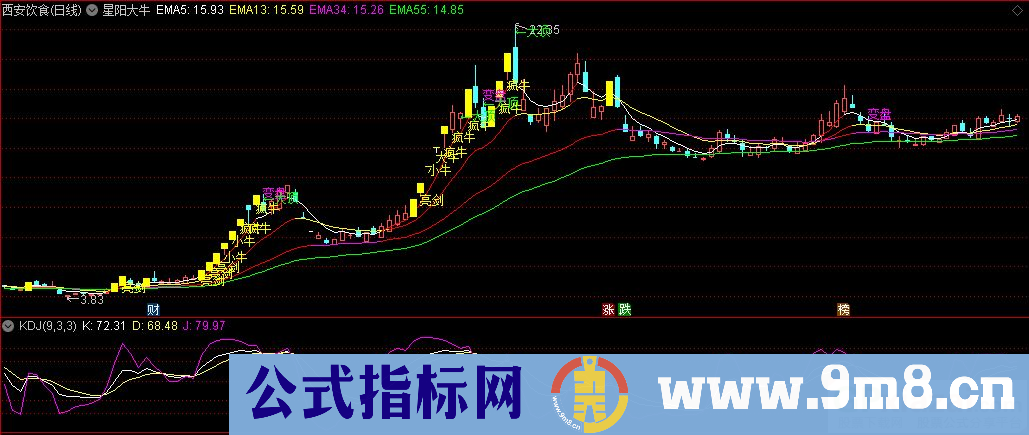 通达信星阳大牛主图指标 九毛八公式指标网