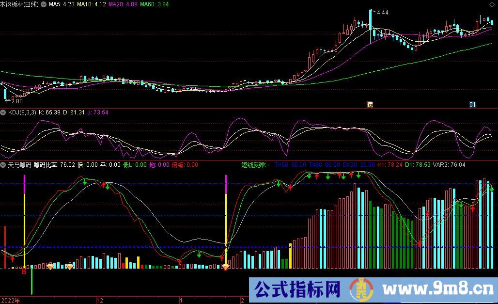 通达信天马筹码副图指标 源码 贴图
