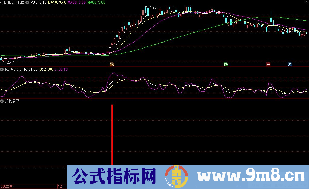 通达信趋势黑马副图指标 源码 贴图