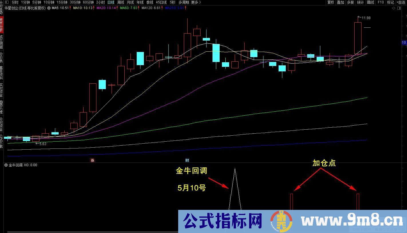 通达信【金牛回调】预警出票点涨幅低 出票量适中 稳定性强 牛回头神器 源码 贴图