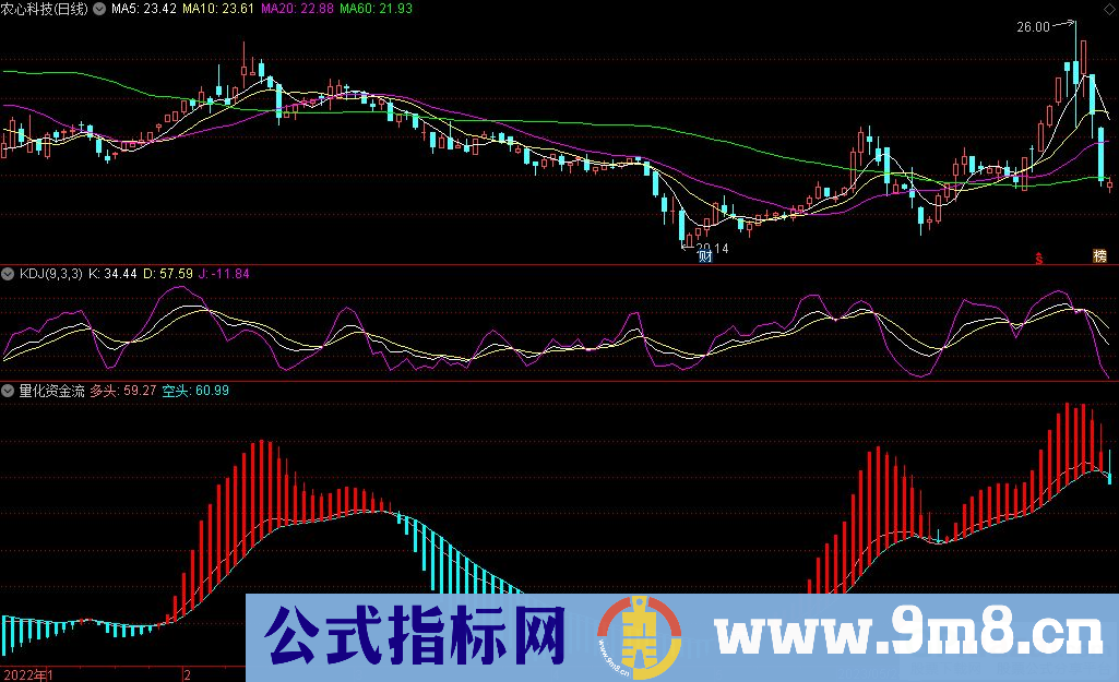 通达信量化资金流副图指标 九毛八公式指标网