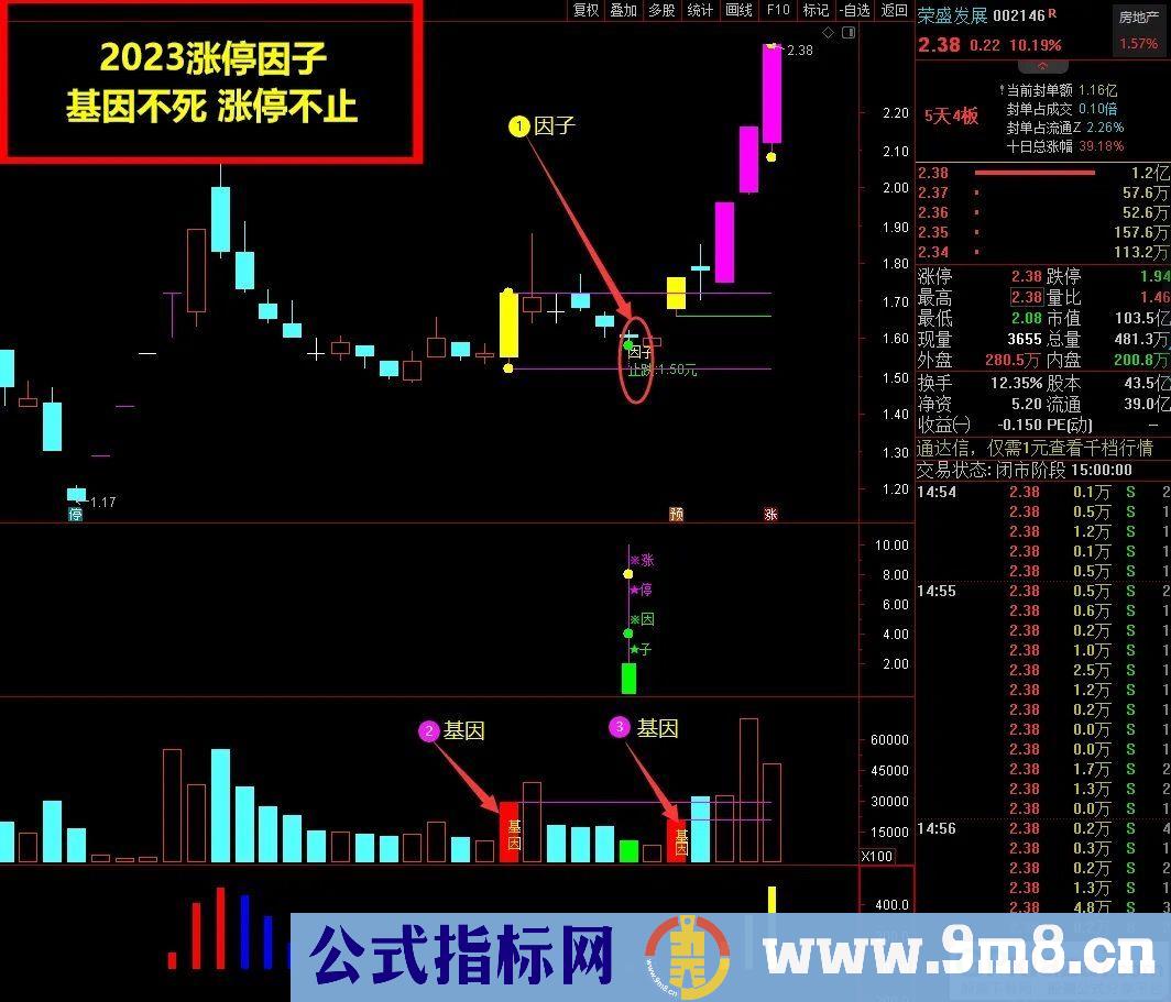 通达信2023涨停因子【基因+因子 尾盘阴线信号】基因不死 涨停不止 精选思路设计