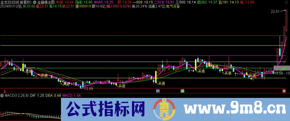 通达信金箍棒主图指标 九毛八公式指标网