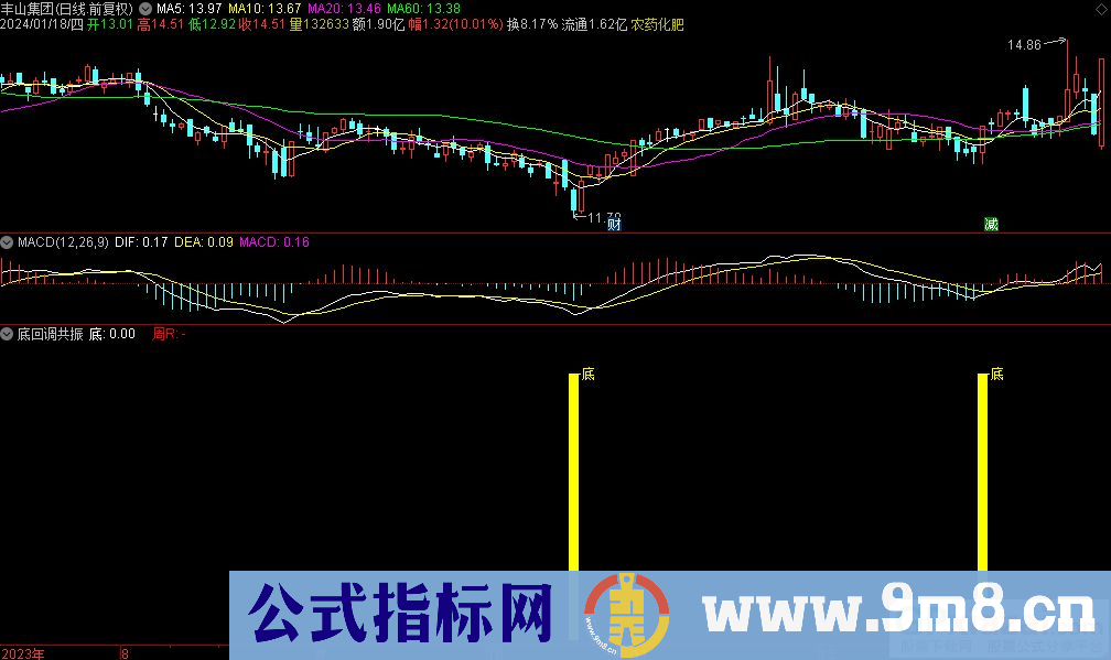 通达信底回调共振副图指标 源码 贴图