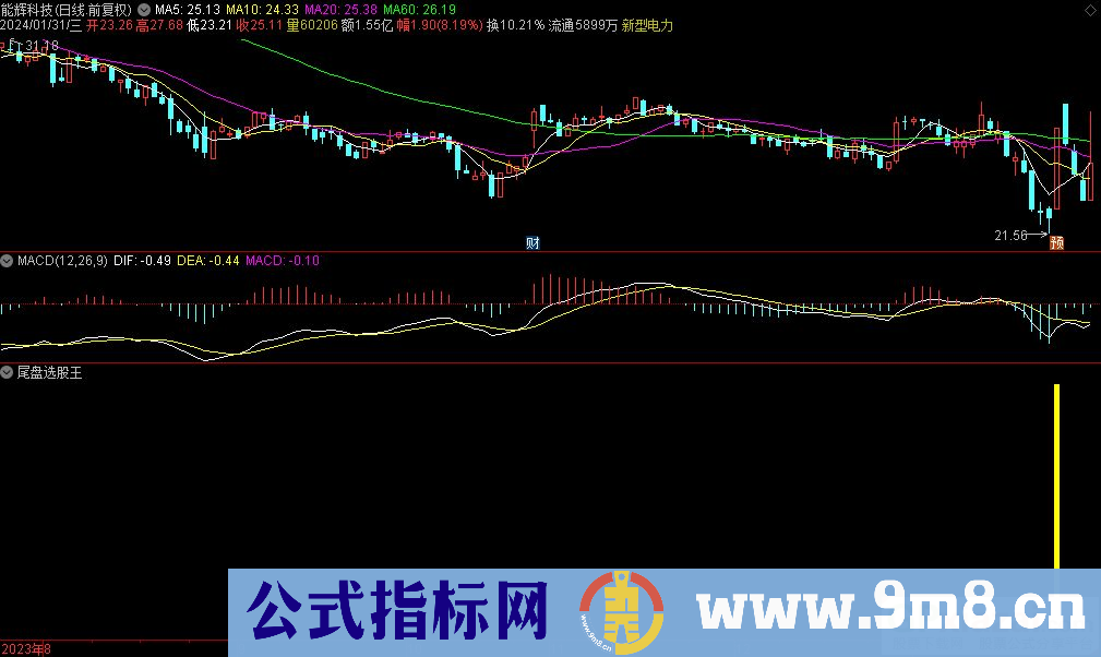 通达信尾盘选股王副图指标 源码 贴图