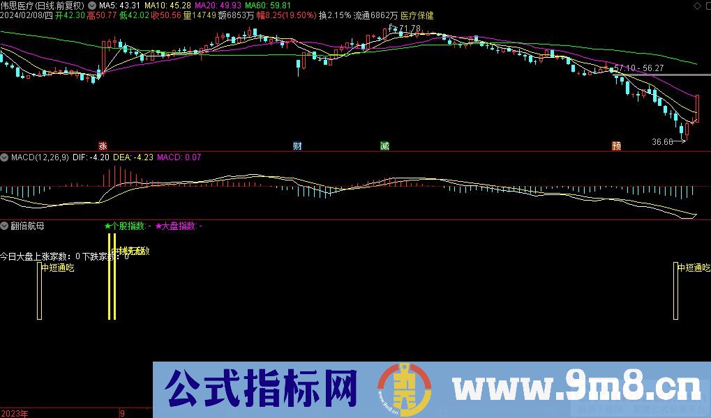 通达信翻倍航母副图指标 源码 贴图
