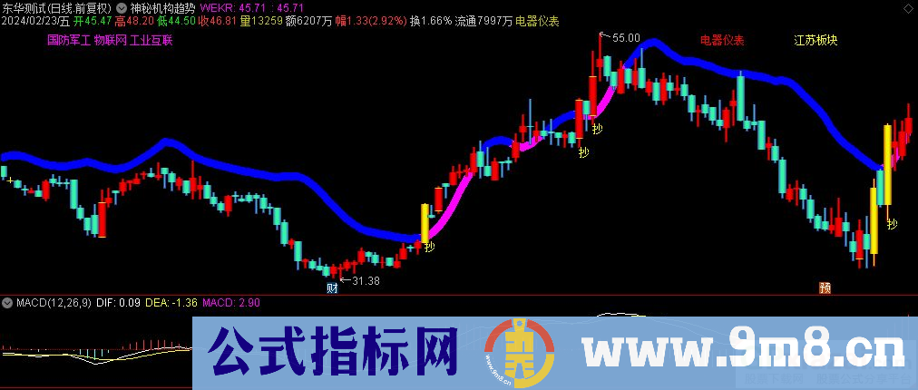 通达信神秘机构趋势主图指标 九毛八公式指标网