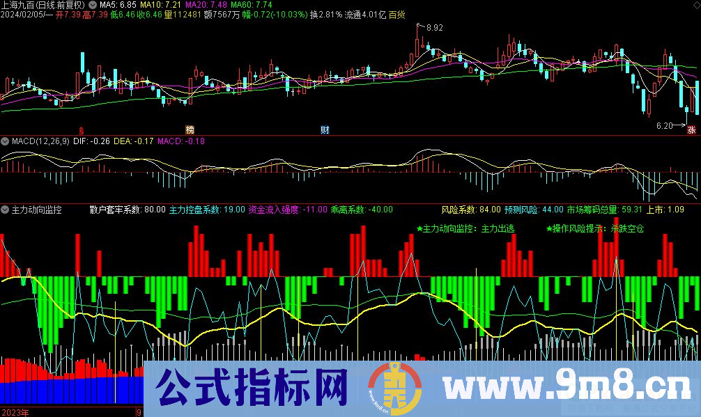 通达信主力动向监控副图指标 源码 贴图