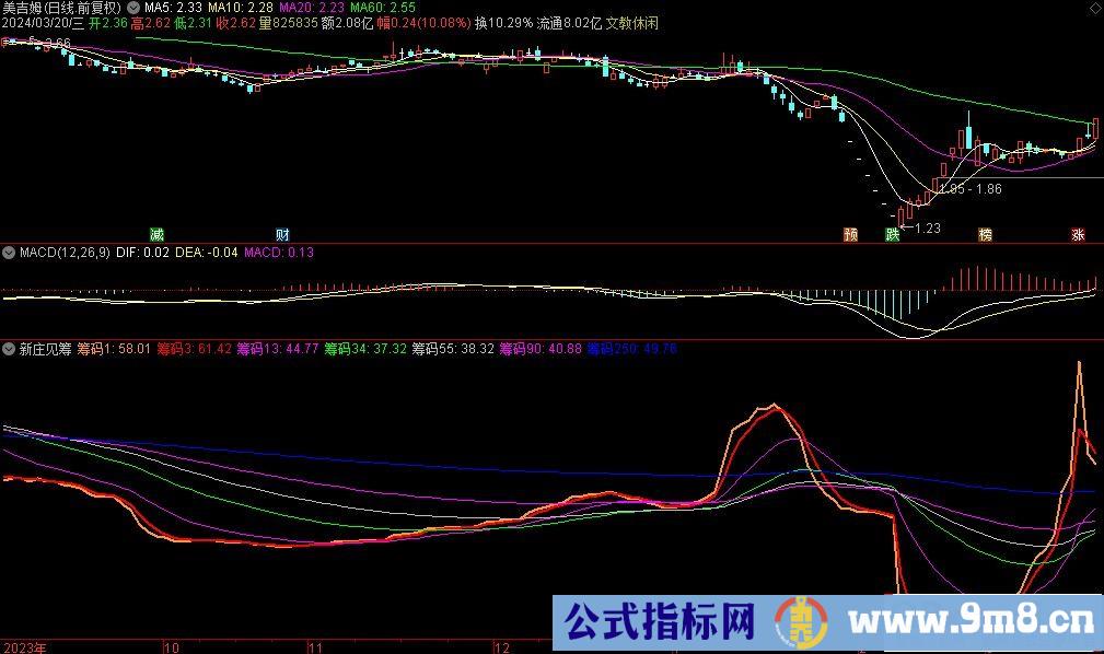 通达信新庄见筹副图指标 源码 贴图 指标介绍