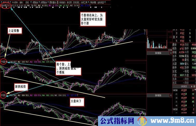 大智慧个股、大盘对照同显指标公式