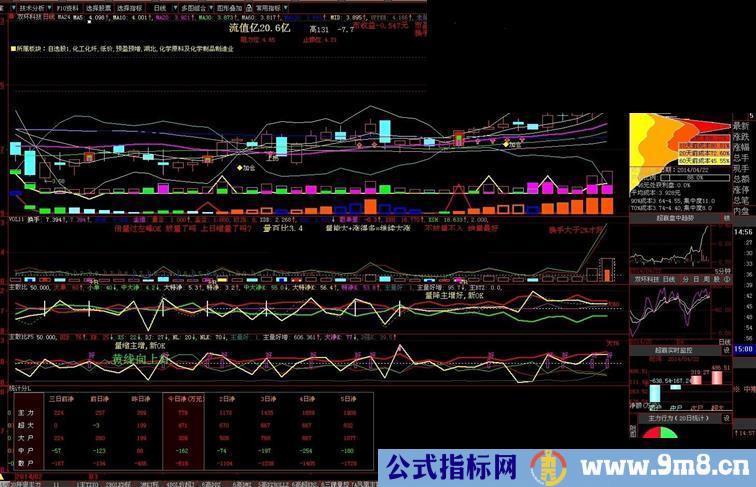 大智慧变色的资金统计分类表指标--副图