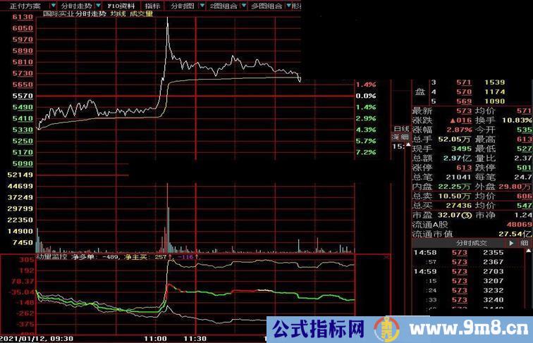 大智慧动量监控分时副图指标 源码无未来