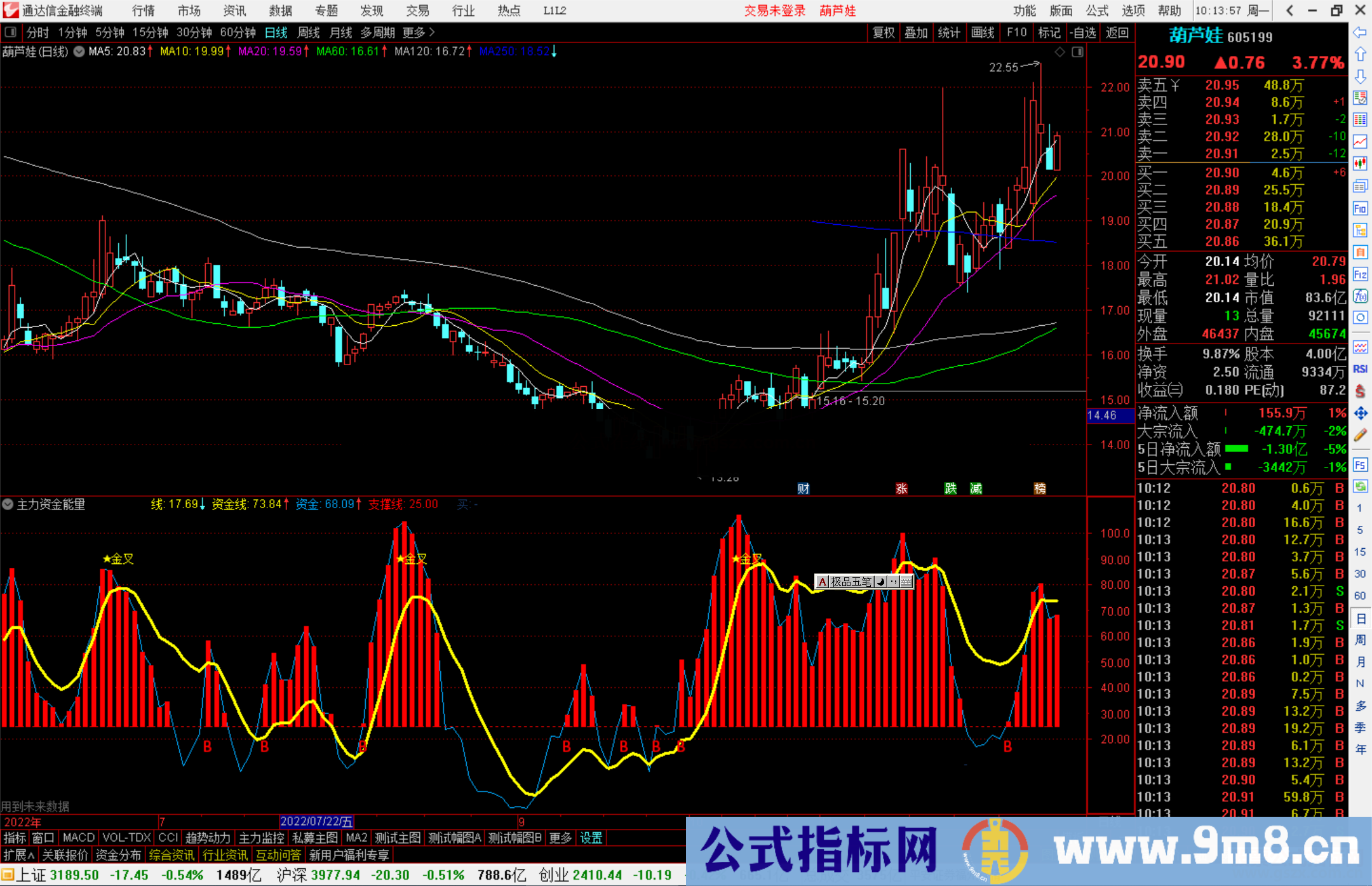 通达信主力资金能量柱副图指标公式源码