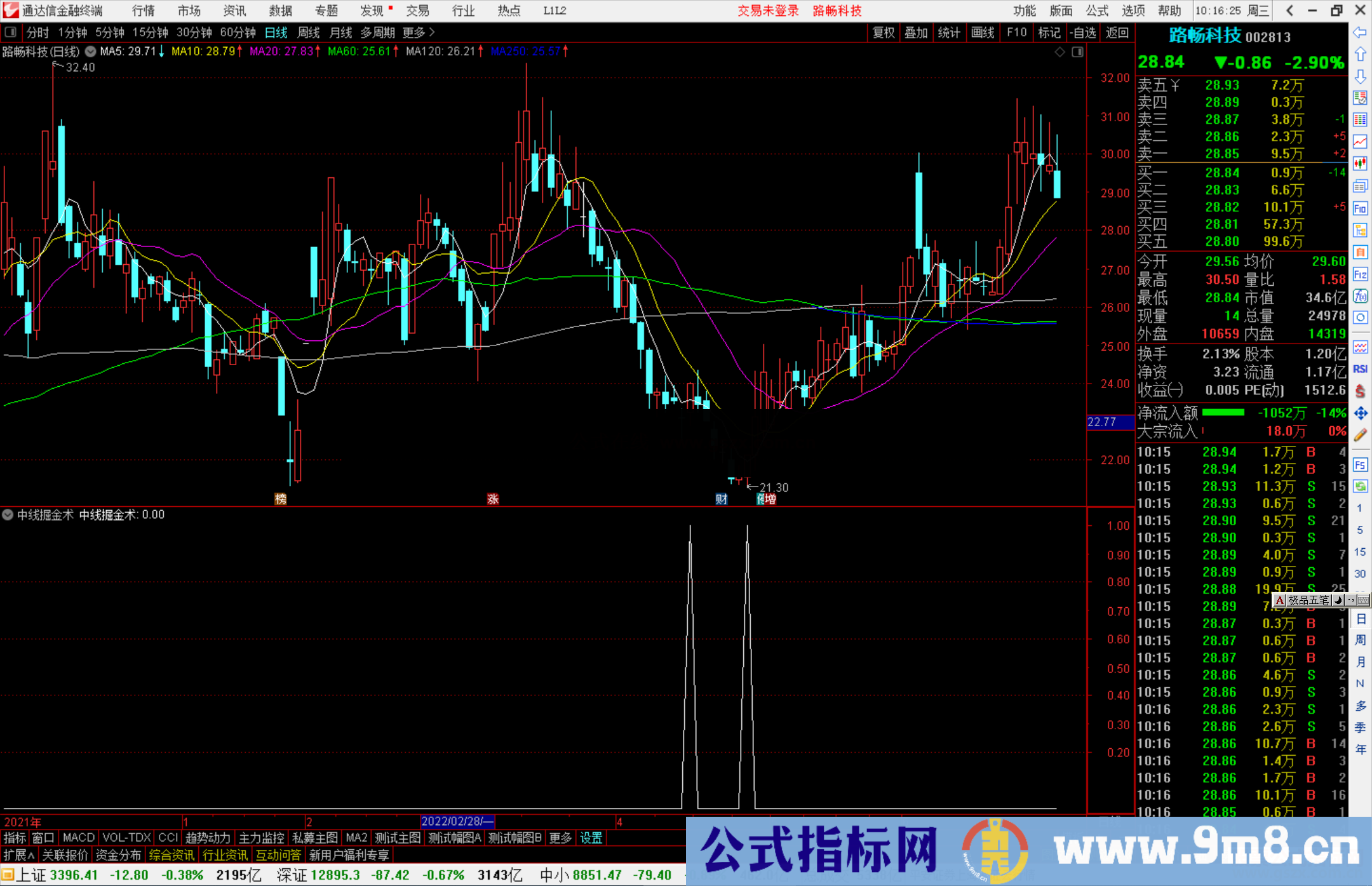 通达信中线掘金术副图/选股预警 抄底牛股源码 