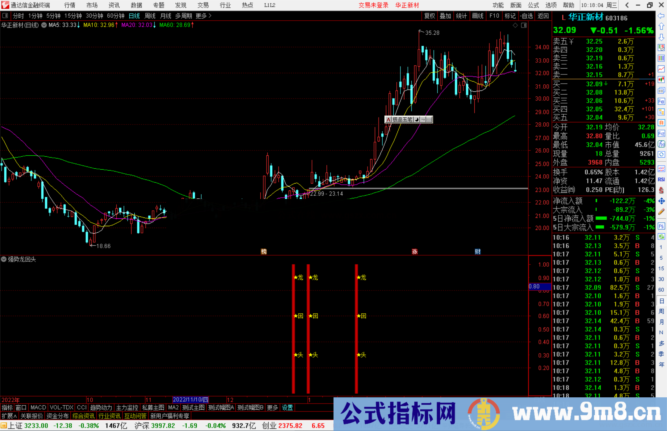 通达信强势龙回头指标公式源码副图