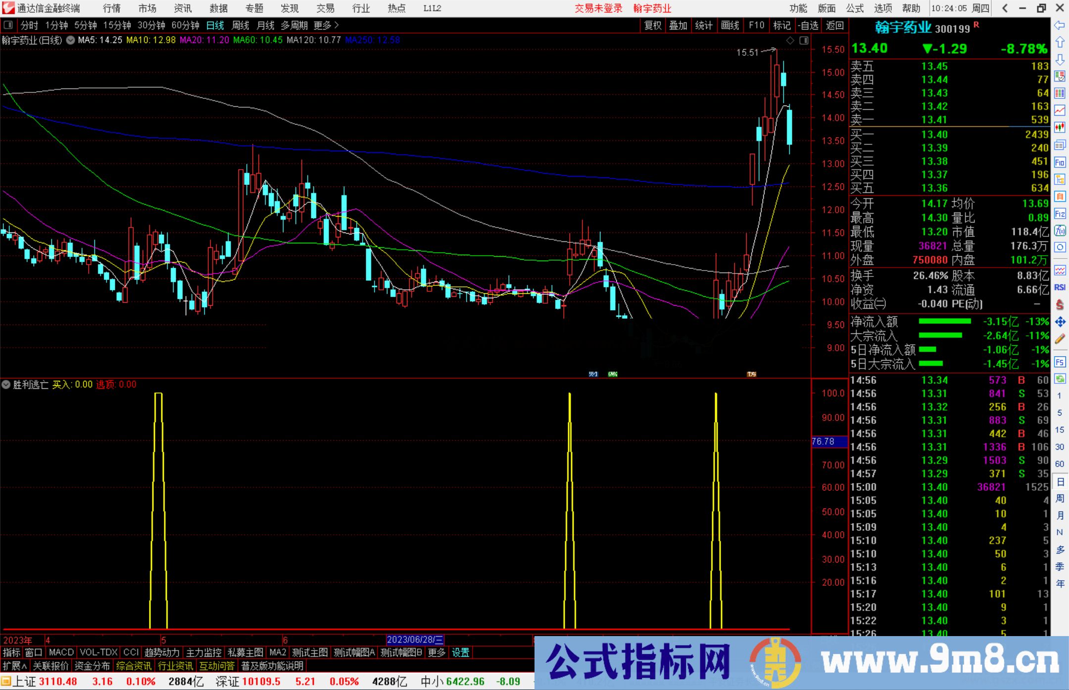 通达信胜利逃亡指标公式源码副图