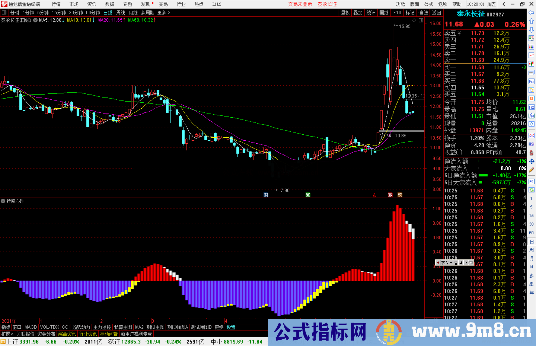 通达信持股心理副图指标 让你持股有目标有毅力 源码分享无未来