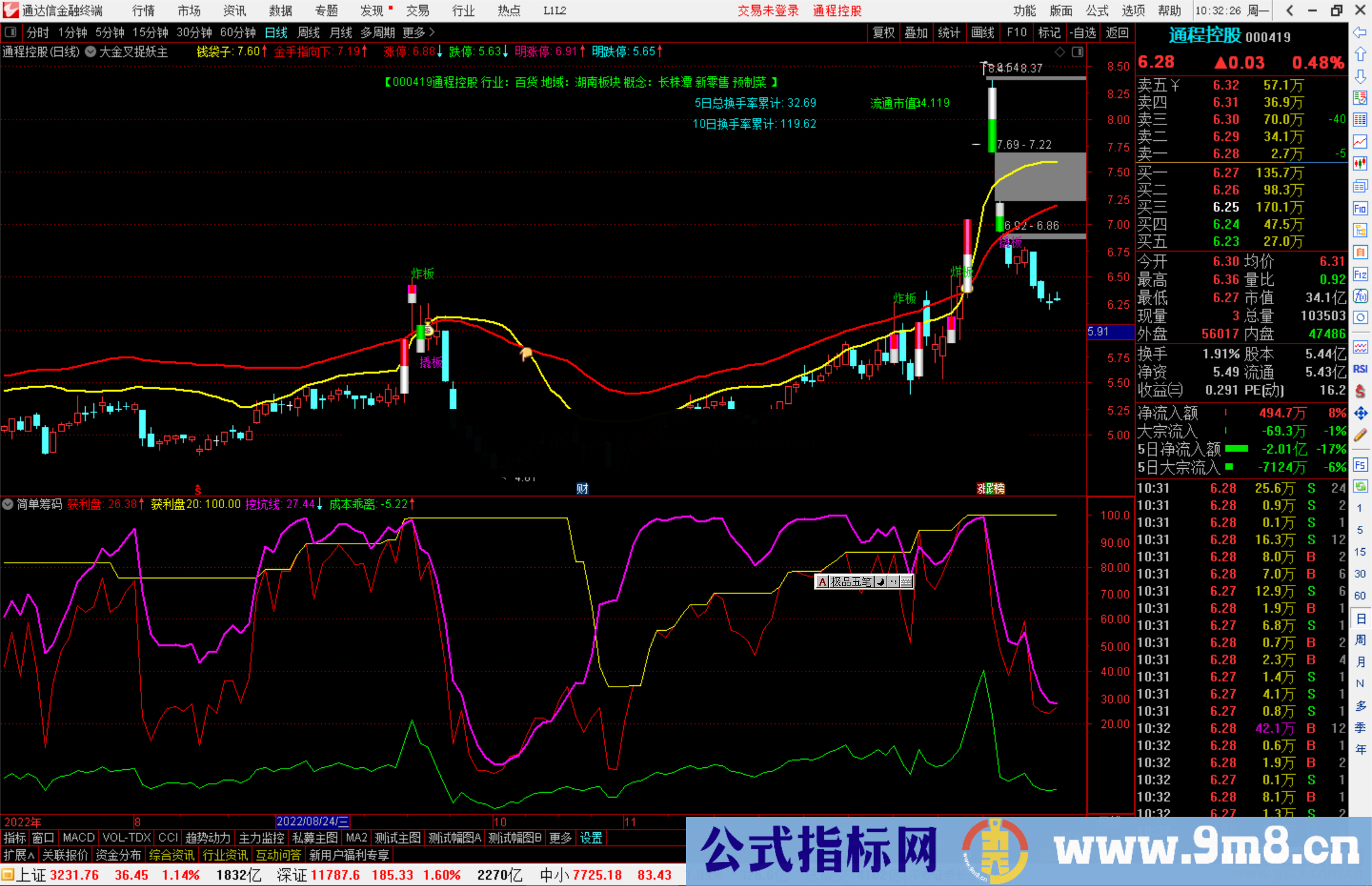 通达信简单筹码指标公式源码副图