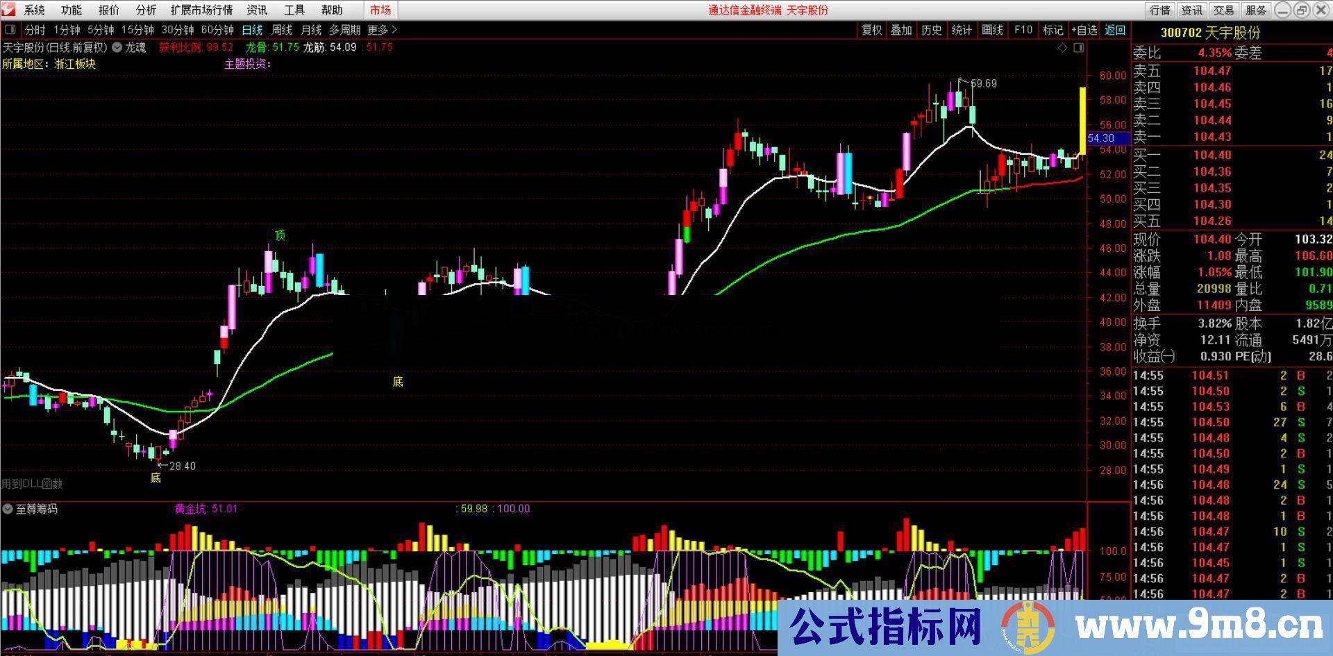 通达信公式至尊筹码,监测主力动向详细使用说明 副图