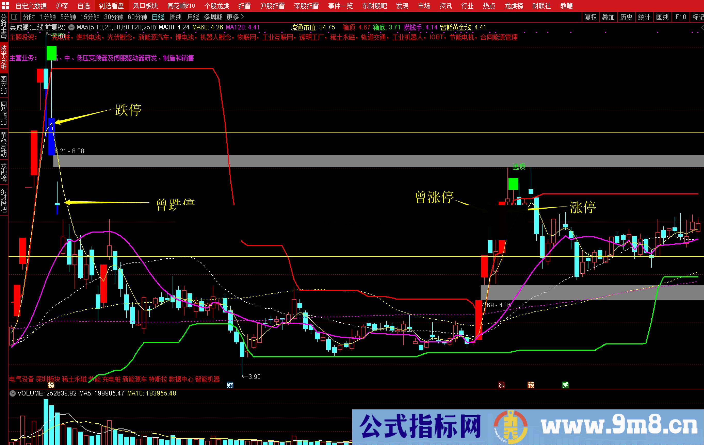 通达信5%10%20%及改制前后自适应涨跌停变色源码