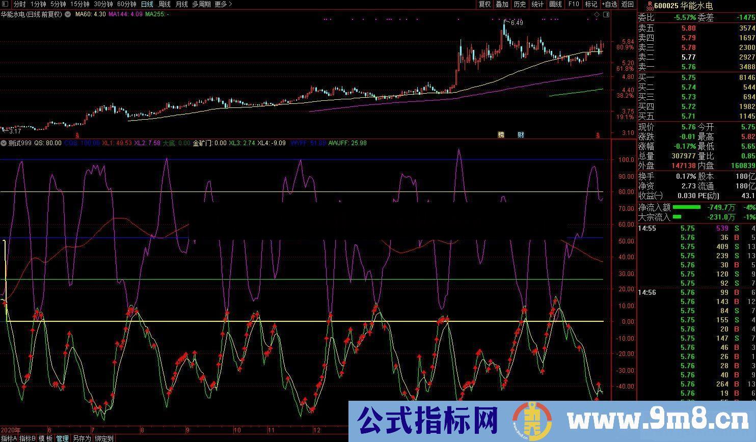 通达信九龙擒庄副图指标 源码 